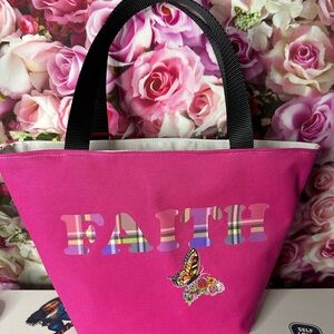 Pink Tote Bag with Butterfly Design